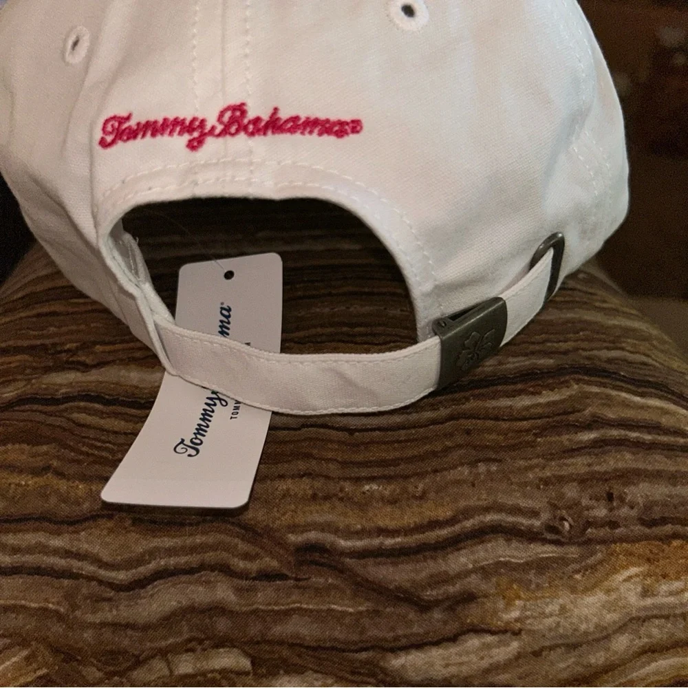 🌺 Vtg Hibiscus Flower Embroidered Baseball Cap Adjustable Tropical white blue
